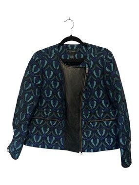 Club Monaco Aubrey Jacquard Moto Jacket w/ Lambskin Panel